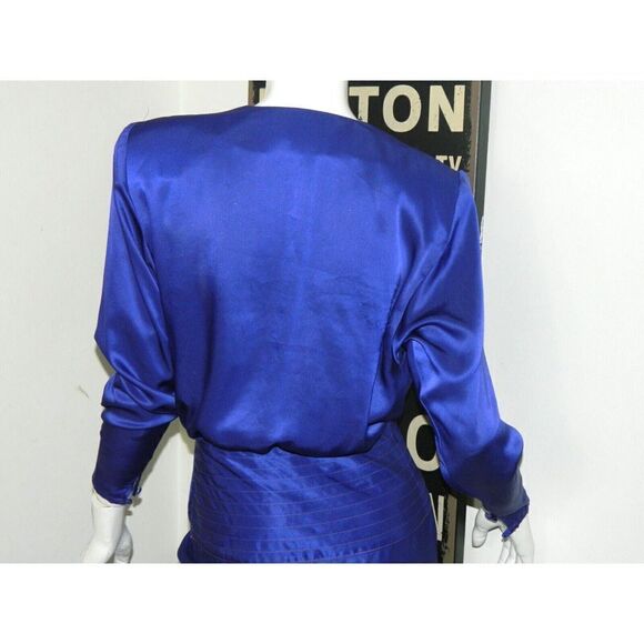 Vintage B.B. Collections Dress Purple Faux Wrap Party Cocktail Dress Size 6 - Picture 4 of 11